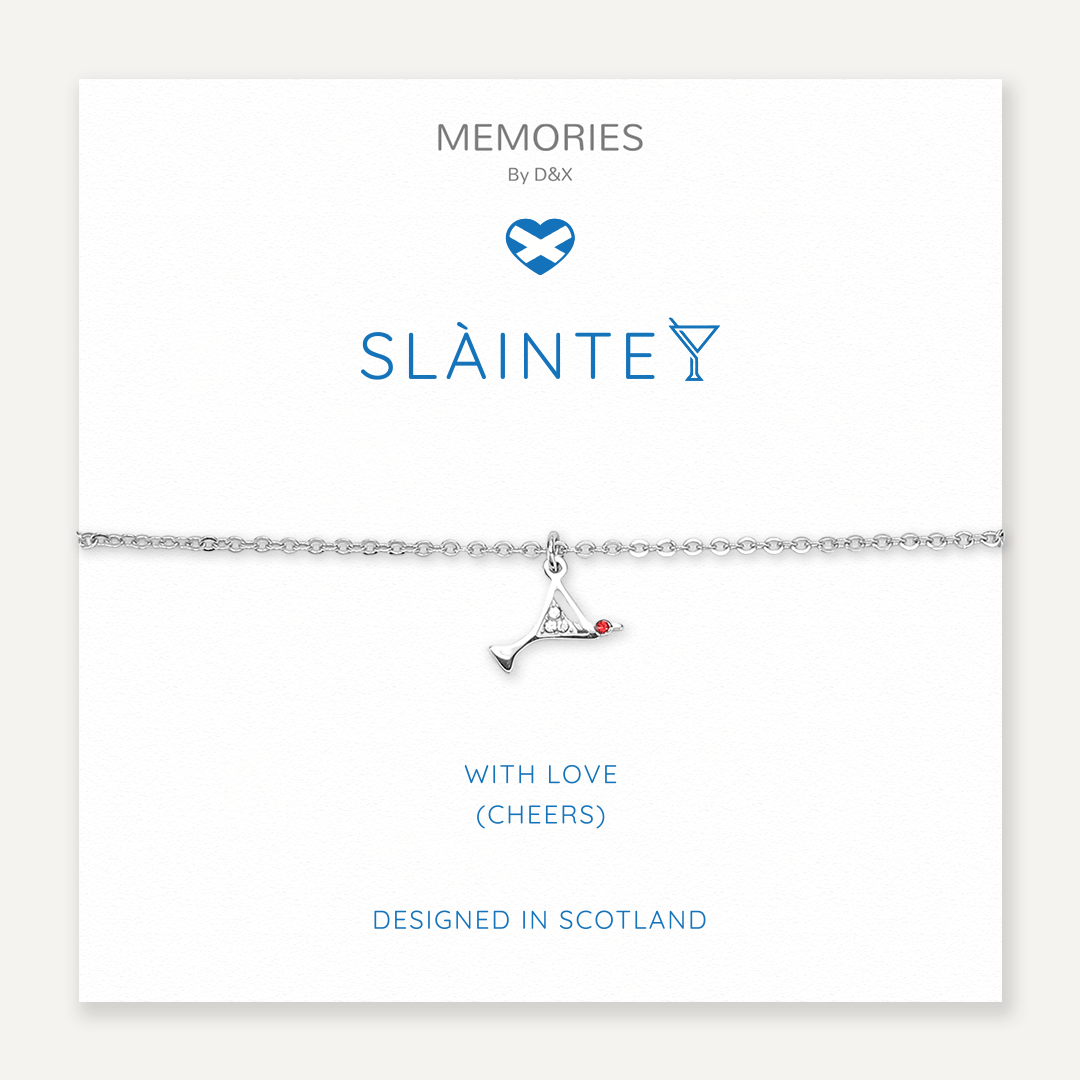 Memories: "SLÀINTE" | Glass Bracelet | White Gold-Plated