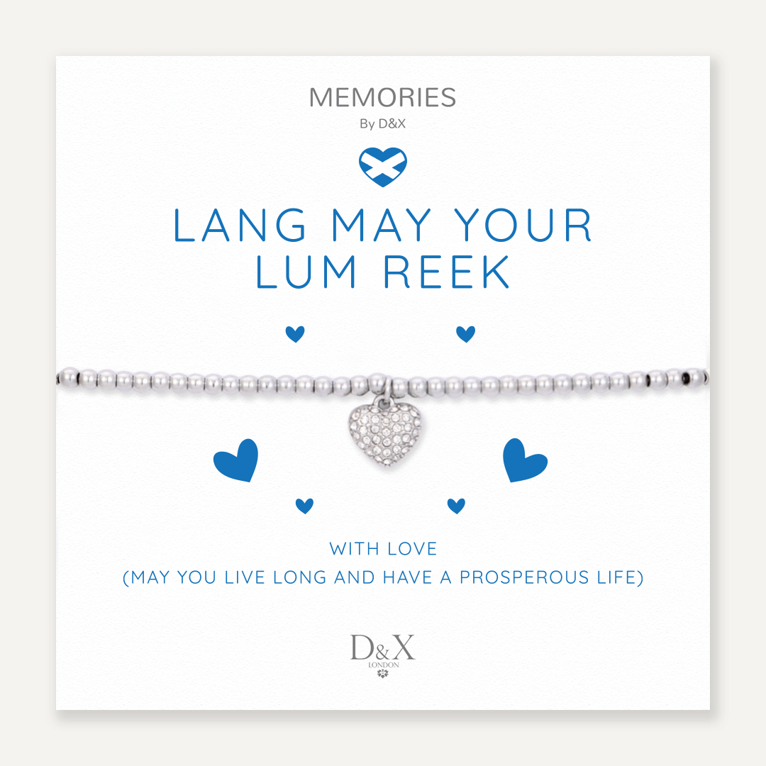 Memories: "LANG MAY YOUR LUM REEK" | Heart Bracelet | White Gold-Plated