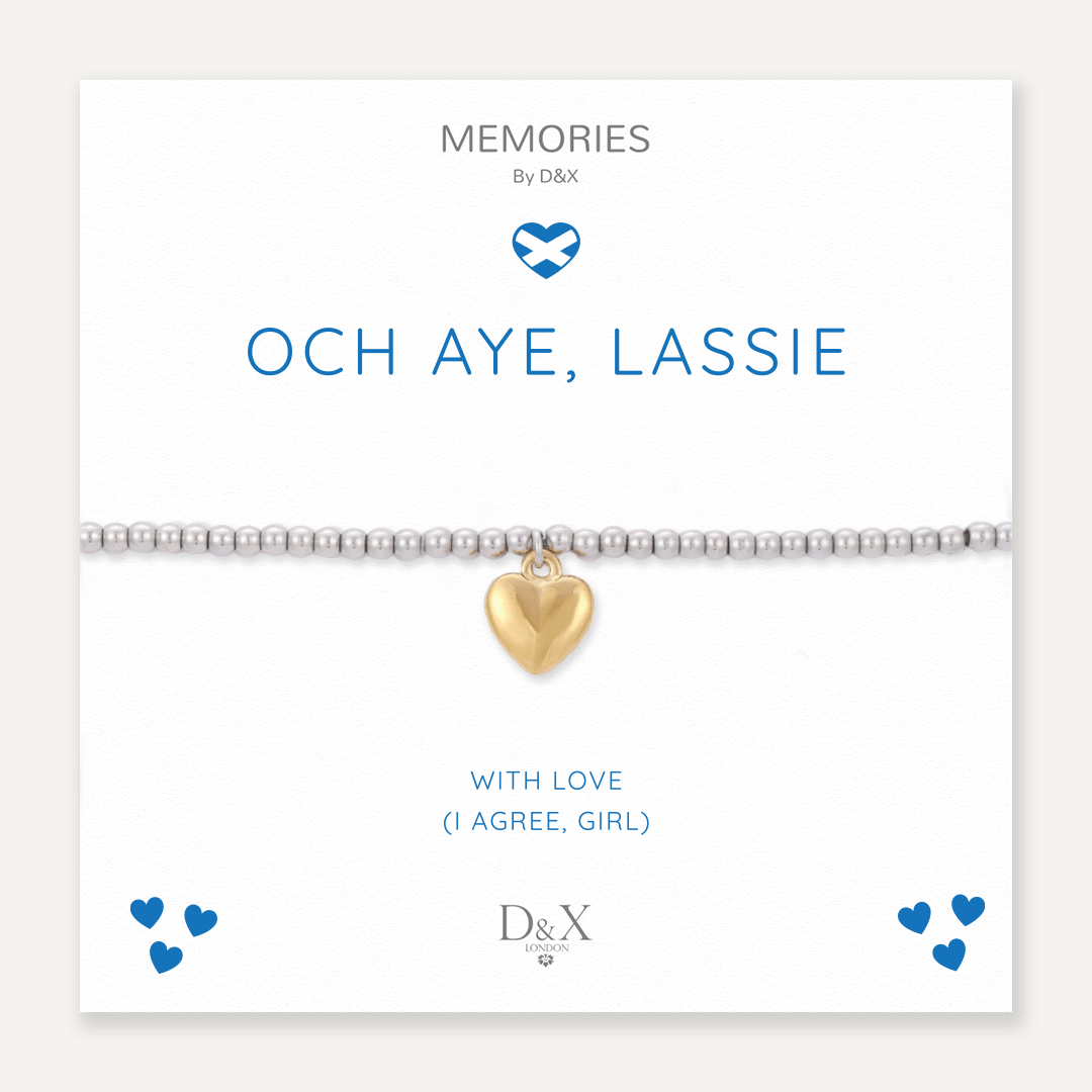 Memories: "OCH AYE, LASSIE" | Heart Bracelet | White Gold & 18K Gold-Plated