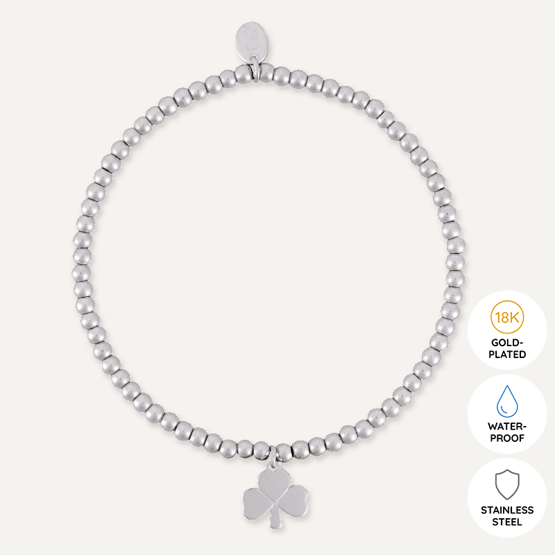 Memories: "JAMMY" | Four Leaf Clover Bracelet | White Gold-Plated