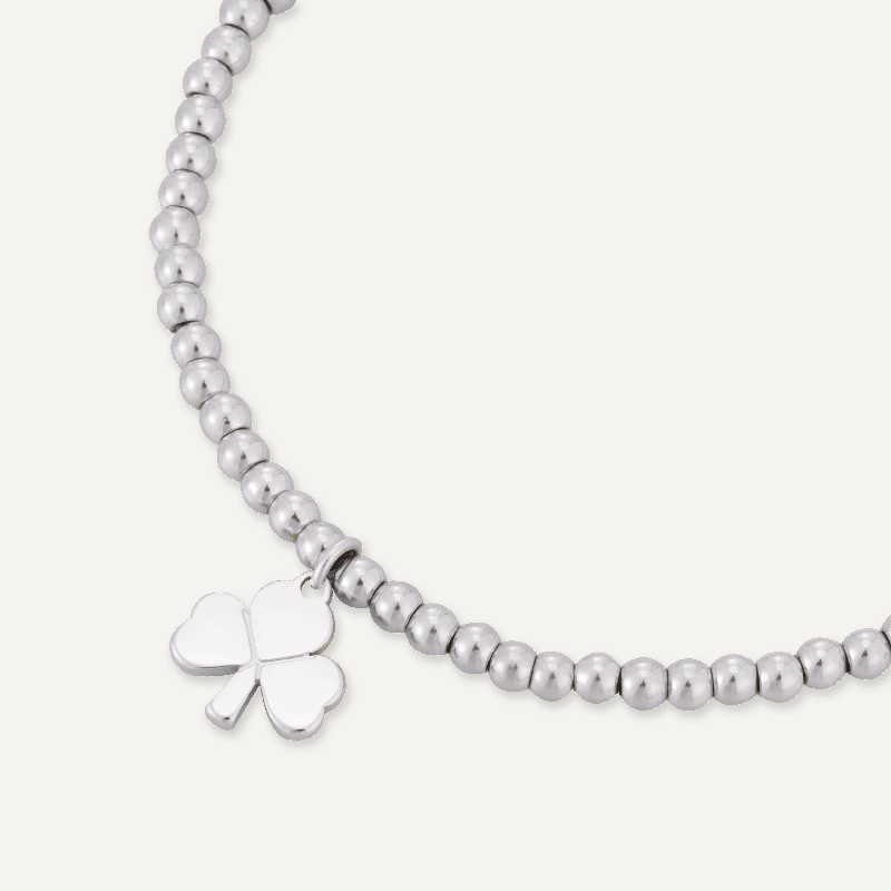 Memories: "JAMMY" | Four Leaf Clover Bracelet | White Gold-Plated