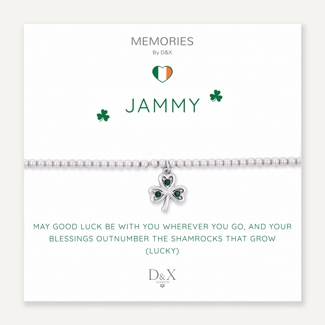 Memories: "JAMMY" | Four Leaf Clover Bracelet | White Gold-Plated