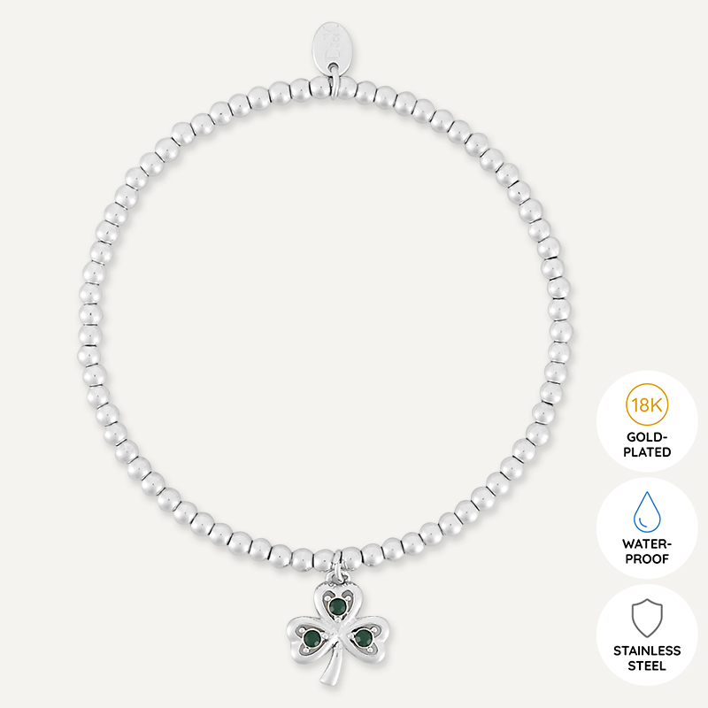 Memories: "JAMMY" | Four Leaf Clover Bracelet | White Gold-Plated
