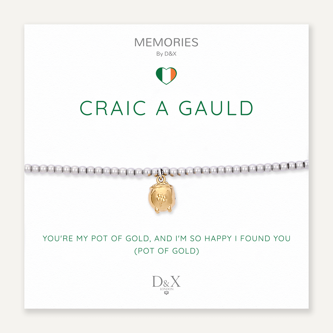 Memories: "CRAIC A GAULD" | Pot of Gold Bracelet | White Gold & 18K Gold-Plated