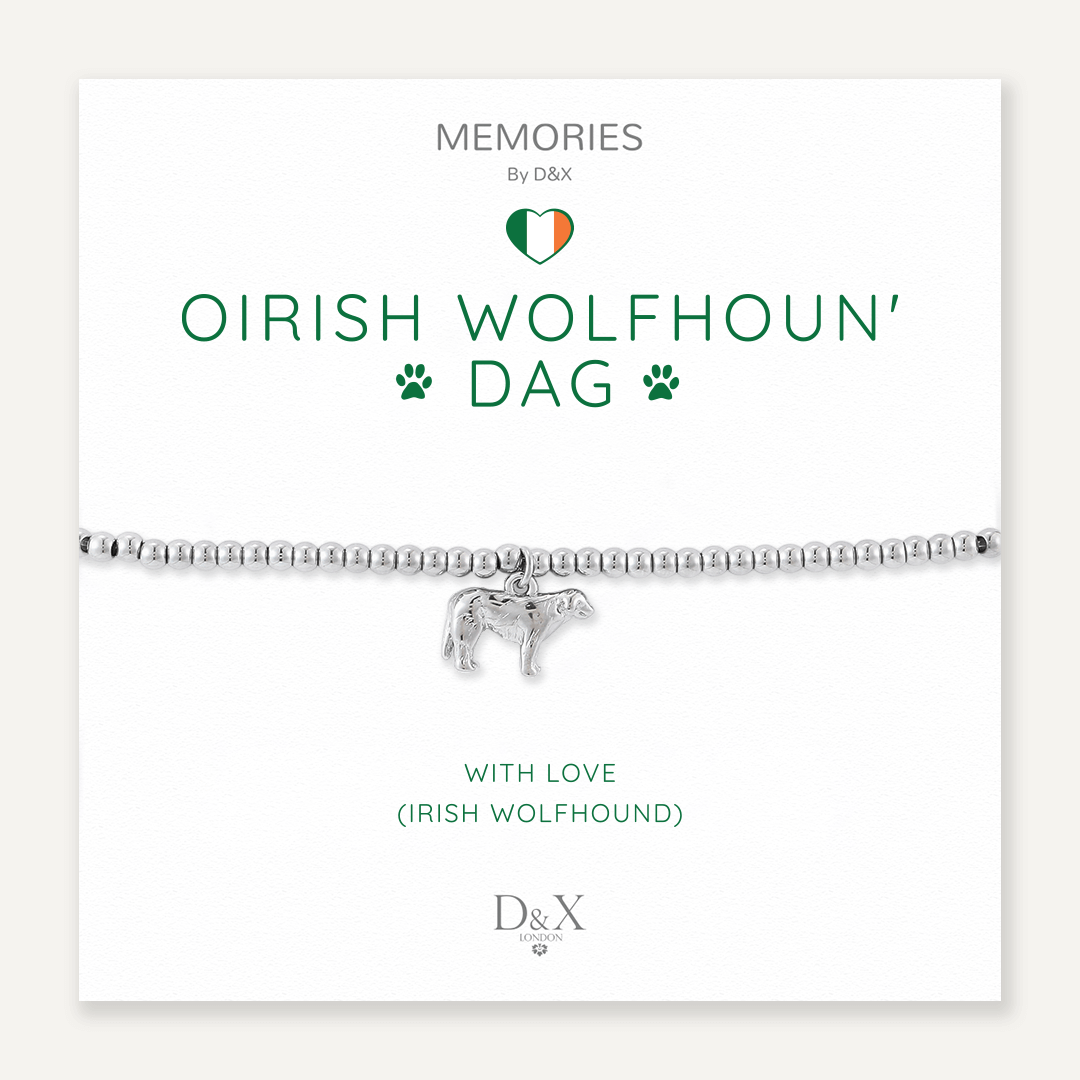 Memories: "OIRISH WOLFHOUN' DAG" | Wolfhound Bracelet | White Gold-Plated