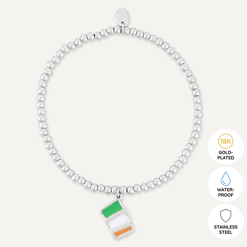 Memories: "ERIN GO BRAGH" | Irish Flag Bracelet | White Gold-Plated | Multi-Colour
