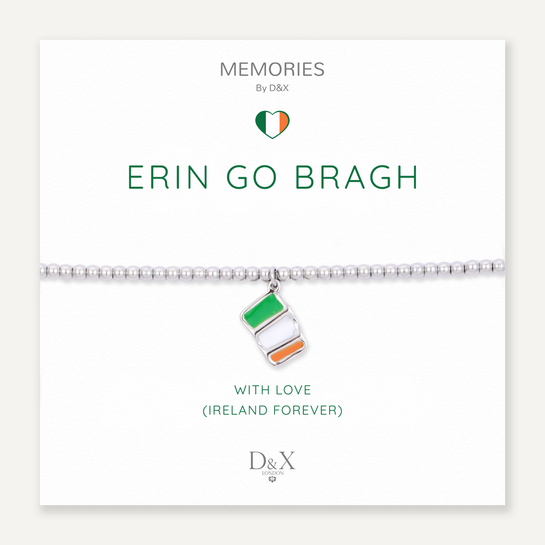 Memories: "ERIN GO BRAGH" | Irish Flag Bracelet | White Gold-Plated | Multi-Colour