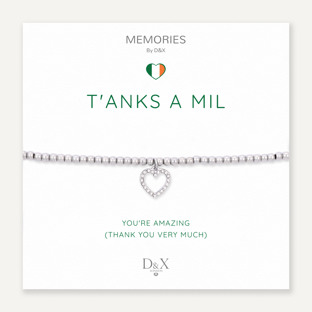 Memories: "T'ANKS A MIL" | Heart Bracelet | White Gold-Plated