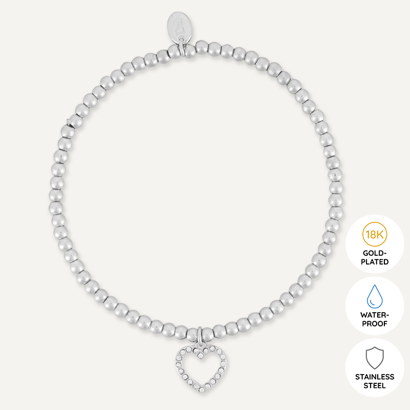 Memories: "THANK YOU" | Heart Bracelet | White Gold-Plated