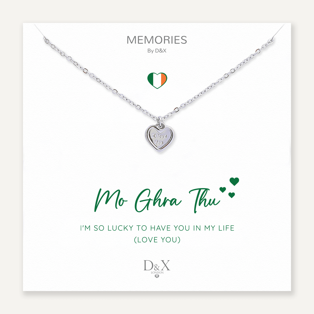 Memories: "MO GHRÁ THÚ" | Heart Necklace | White Gold-Plated