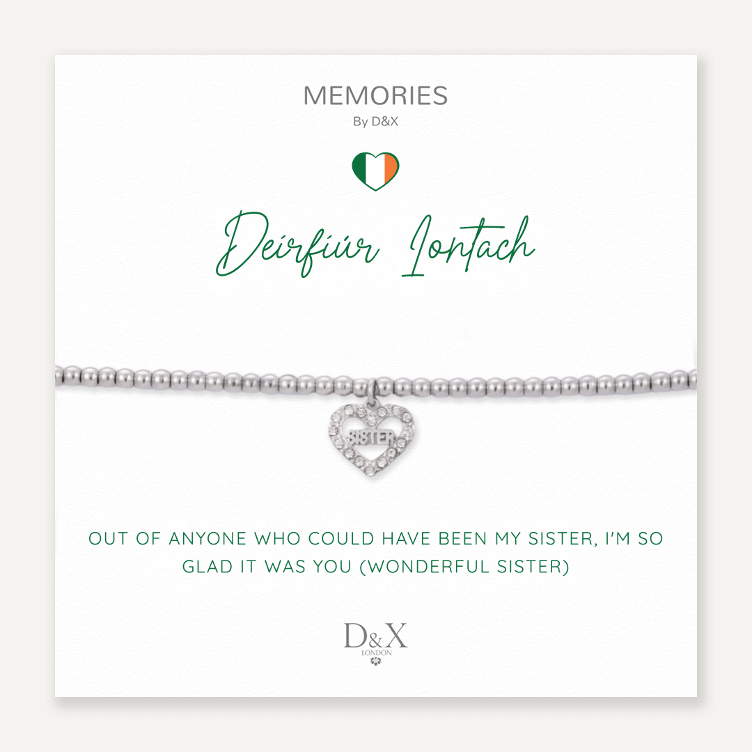 Memories: "DEIRFIÚR IONTACH" | Heart Bracelet | White Gold-Plated
