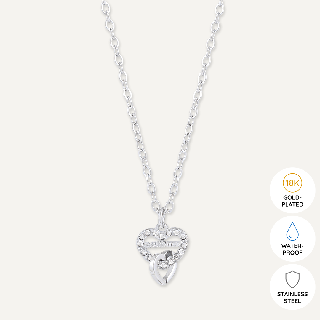 Memories: "MERCH ANHYGOEL" | Heart Necklace | White Gold-Plated