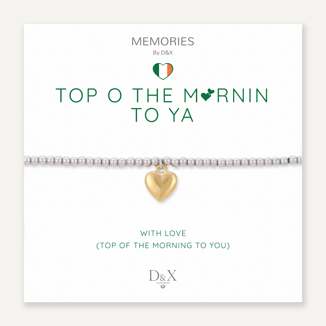 Memories: "TOP O THE MORNIN TO YA" | Heart Bracelet | White Gold & 18K Gold-Plated