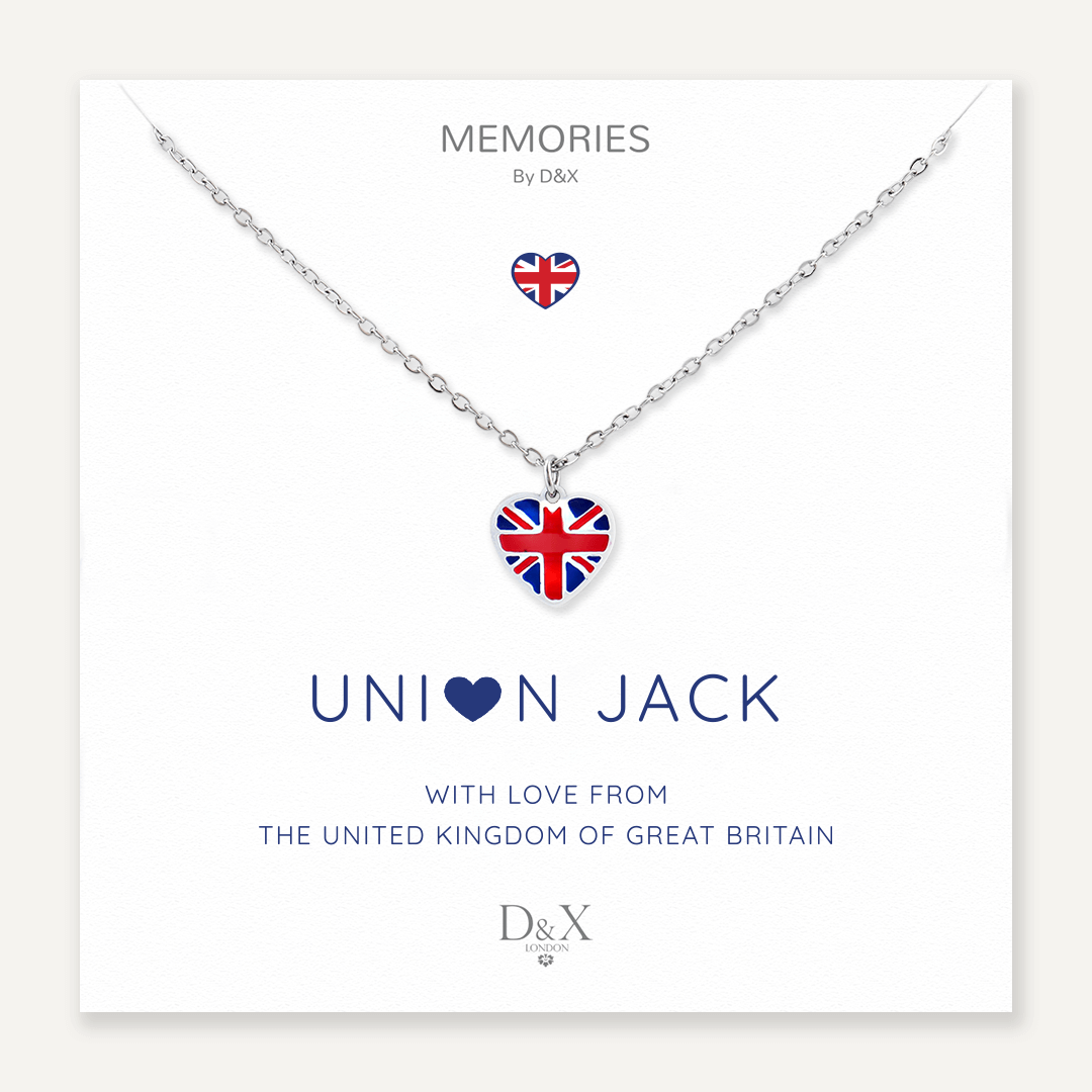 Memories: "UNION JACK" | Heart Necklace | White Gold-Plated | Multi-Colour