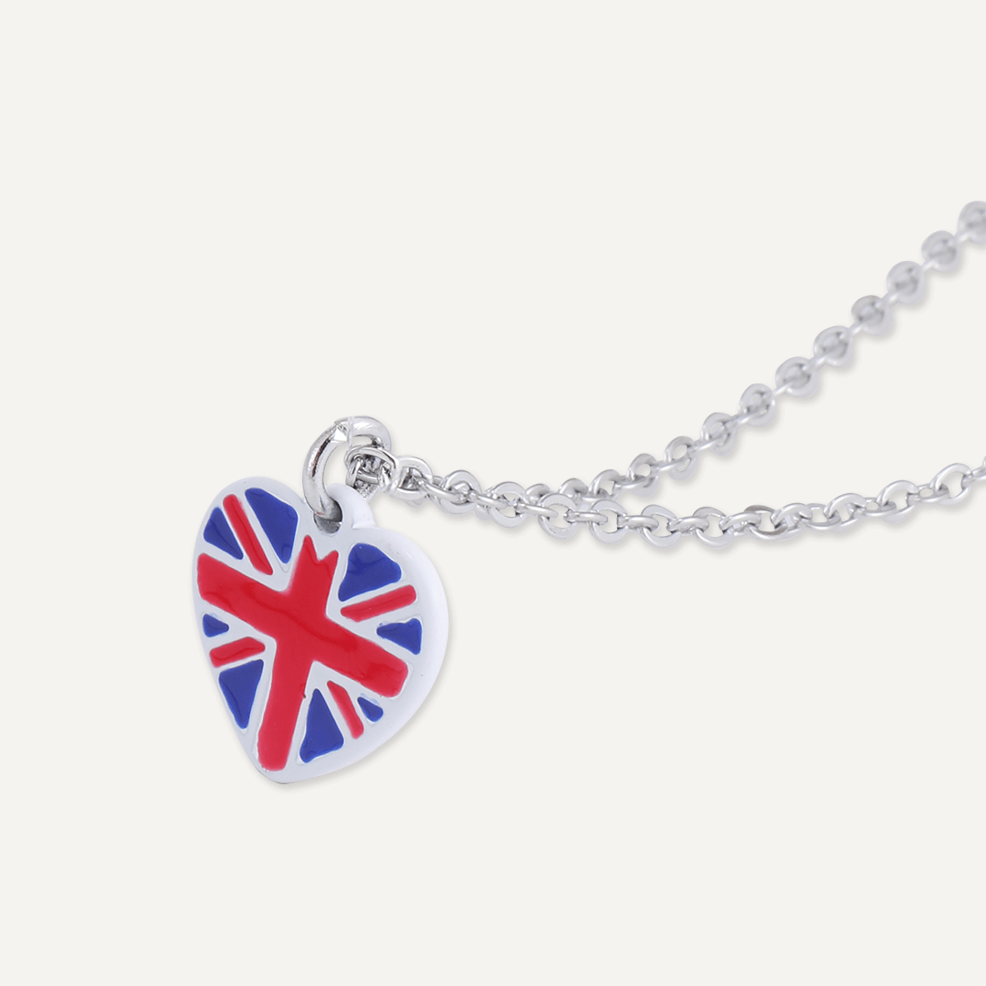 Memories: "UNION JACK" | Heart Necklace | White Gold-Plated | Multi-Colour