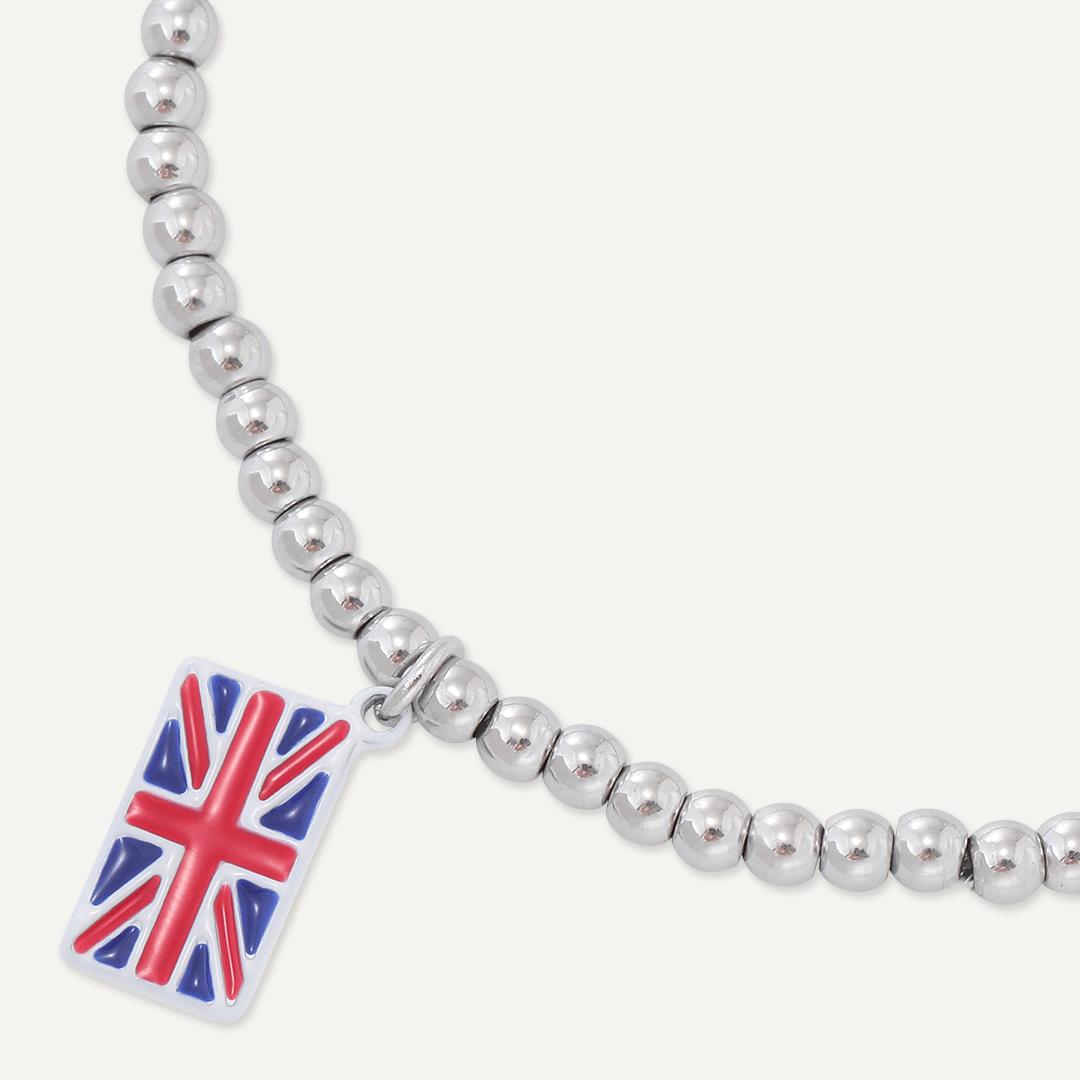 Memories: "UNION JACK" | UK Flag Bracelet | White Gold-Plated | Multi-Colour