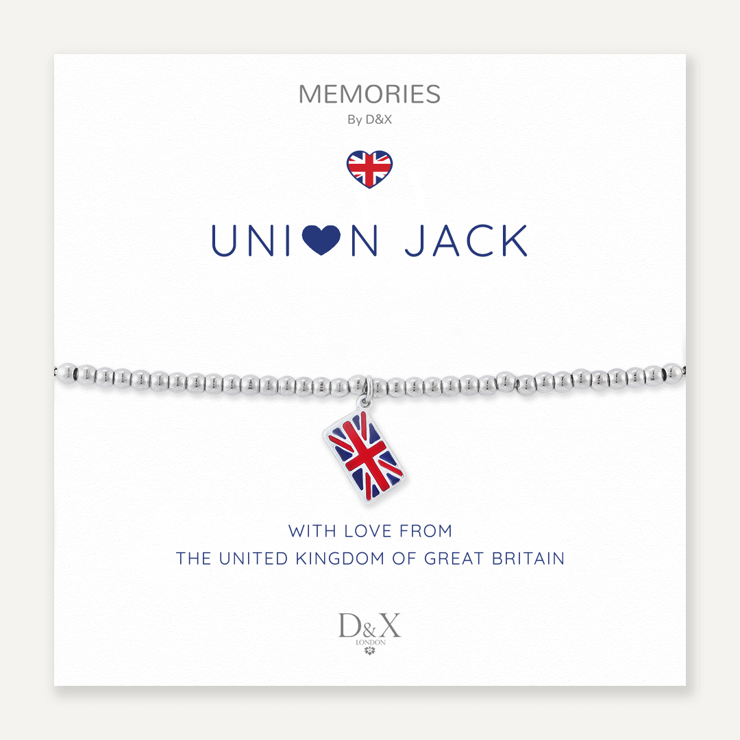 Memories: "UNION JACK" | UK Flag Bracelet | White Gold-Plated | Multi-Colour