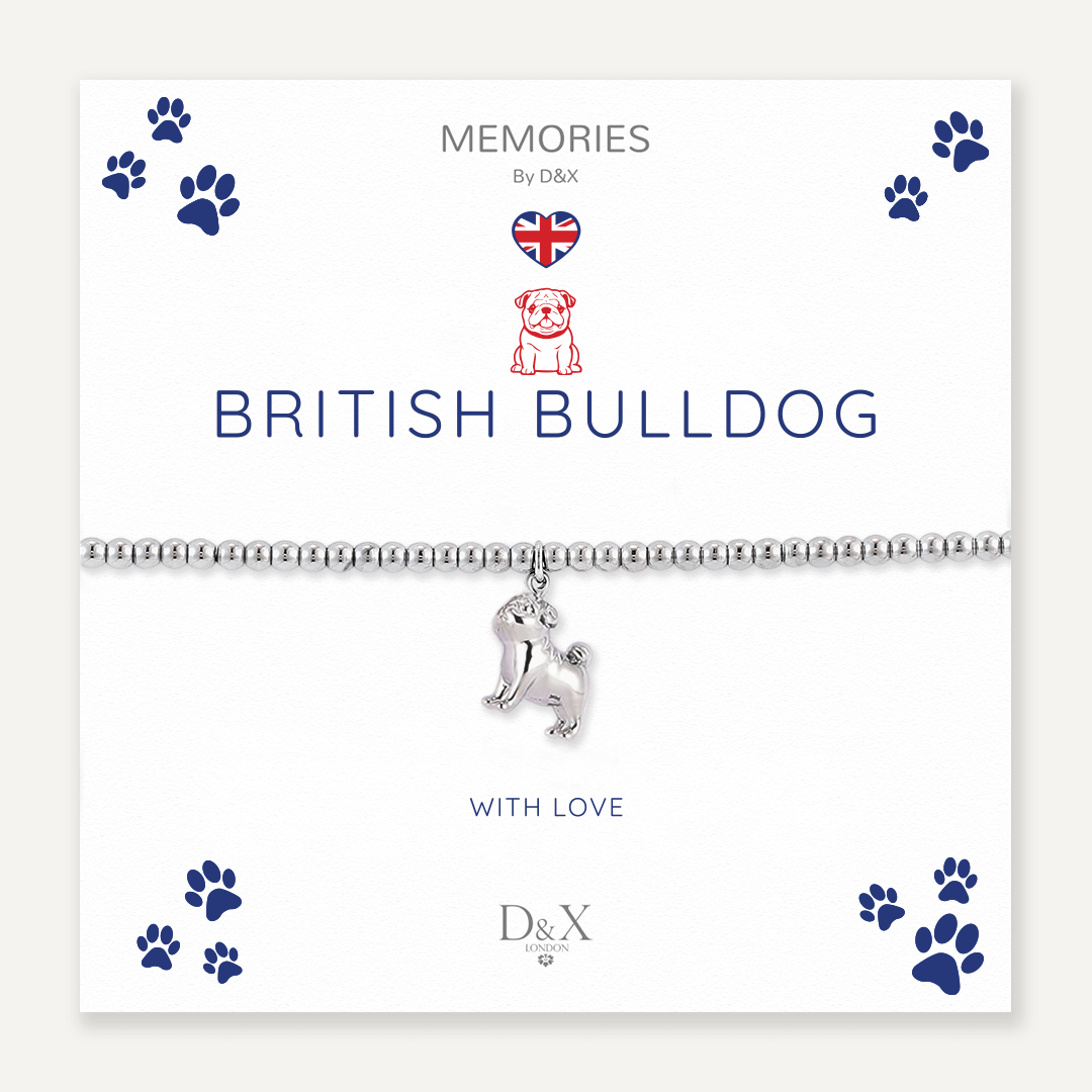 Memories: "BRITISH BULLDOG" | Bulldog Bracelet | White Gold-Plated