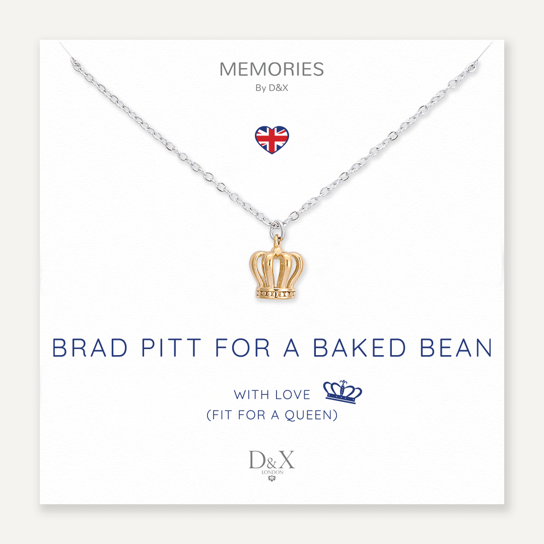 Memories: "BRAD PITT FOR A BAKED BEAN" | Crown Necklace | White Gold & 18K Gold-Plated