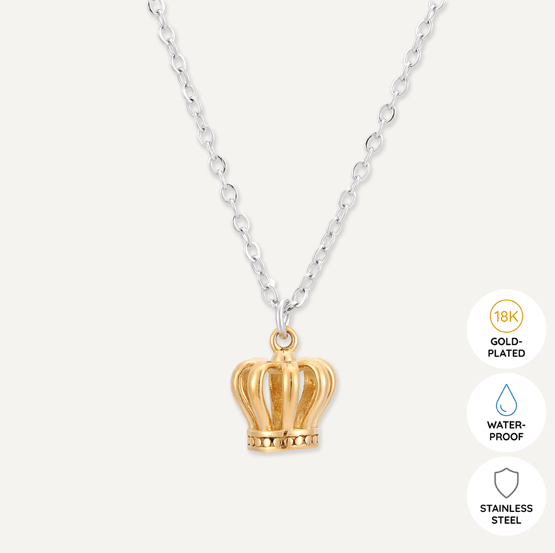 Memories: "BRAD PITT FOR A BAKED BEAN" | Crown Necklace | White Gold & 18K Gold-Plated