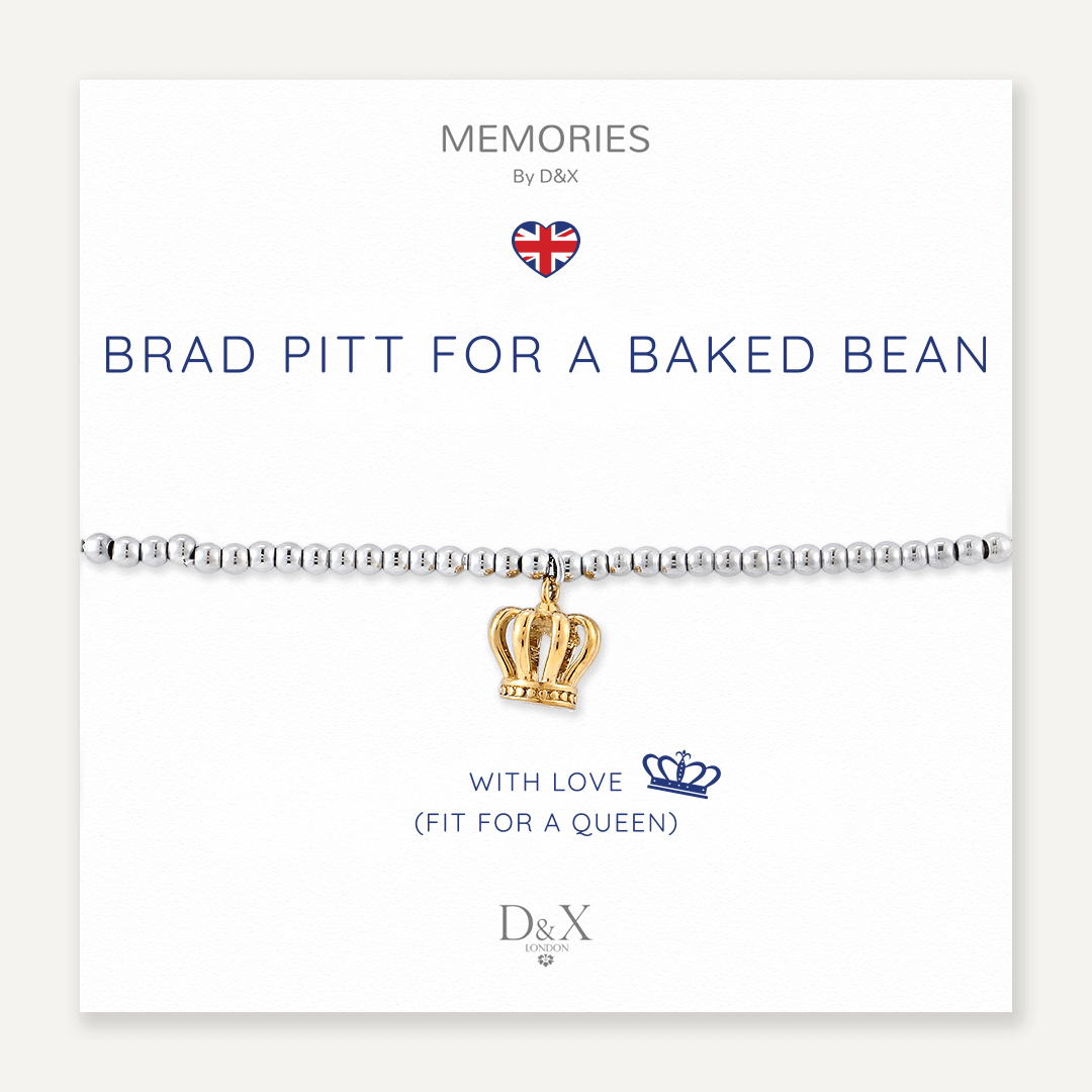 Memories: "BRAD PITT FOR A BAKED BEAN" | Crown Bracelet | White Gold & 18K Gold-Plated