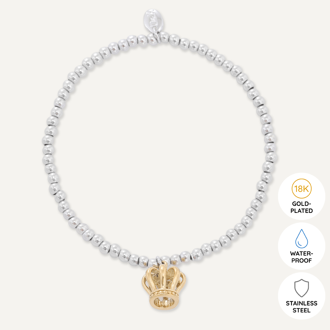 Memories: "BRAD PITT FOR A BAKED BEAN" | Crown Bracelet | White Gold & 18K Gold-Plated