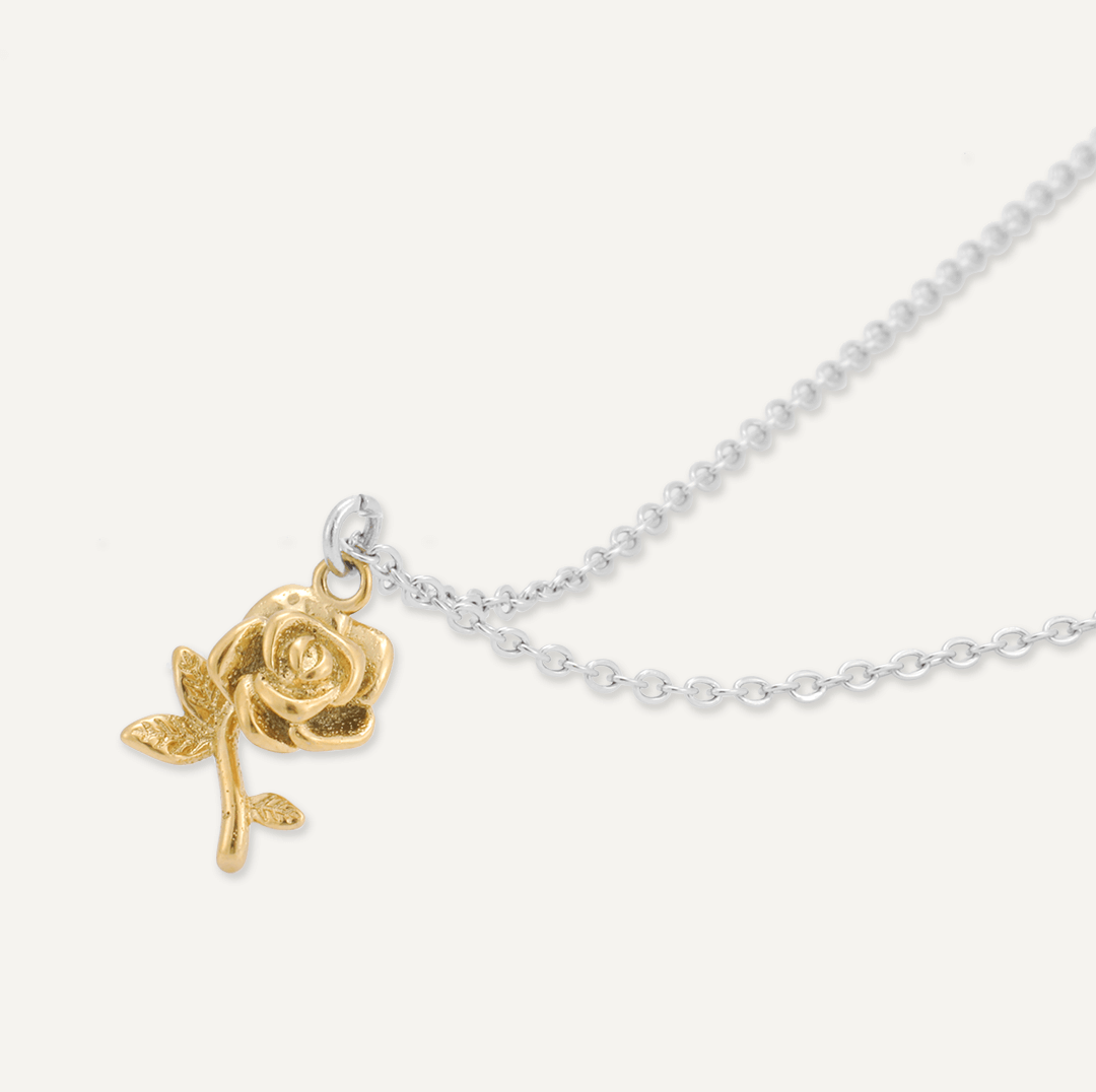 Memories: "ENGLISH ROSE" | Rose Necklace | White Gold & 18K Gold-Plated