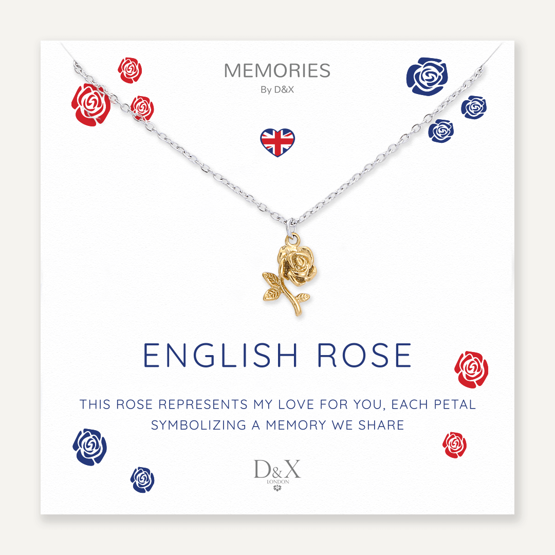 Memories: "ENGLISH ROSE" | Rose Necklace | White Gold & 18K Gold-Plated