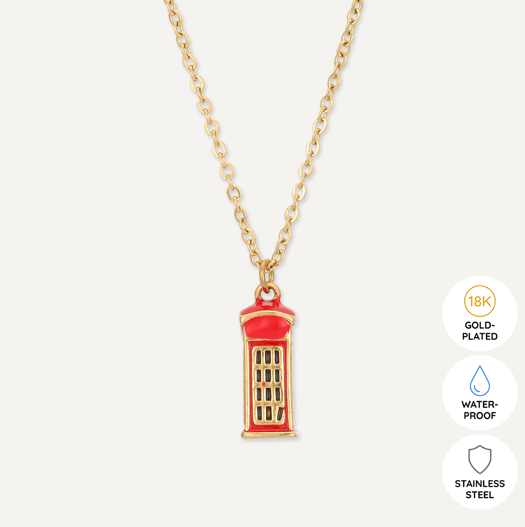 Memories: "DOG AND BONE" | Phone Booth Necklace | 18K Gold-Plated | Multi-Colour