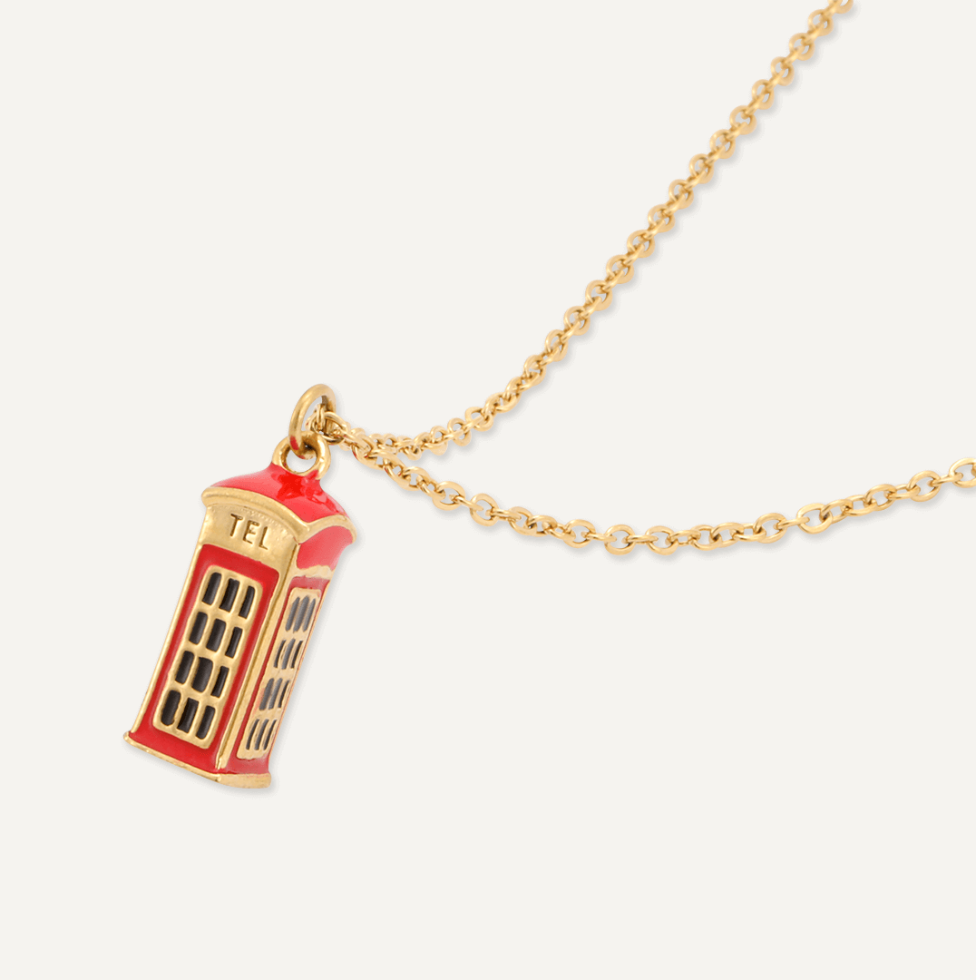 Memories: "DOG AND BONE" | Phone Booth Necklace | 18K Gold-Plated | Multi-Colour