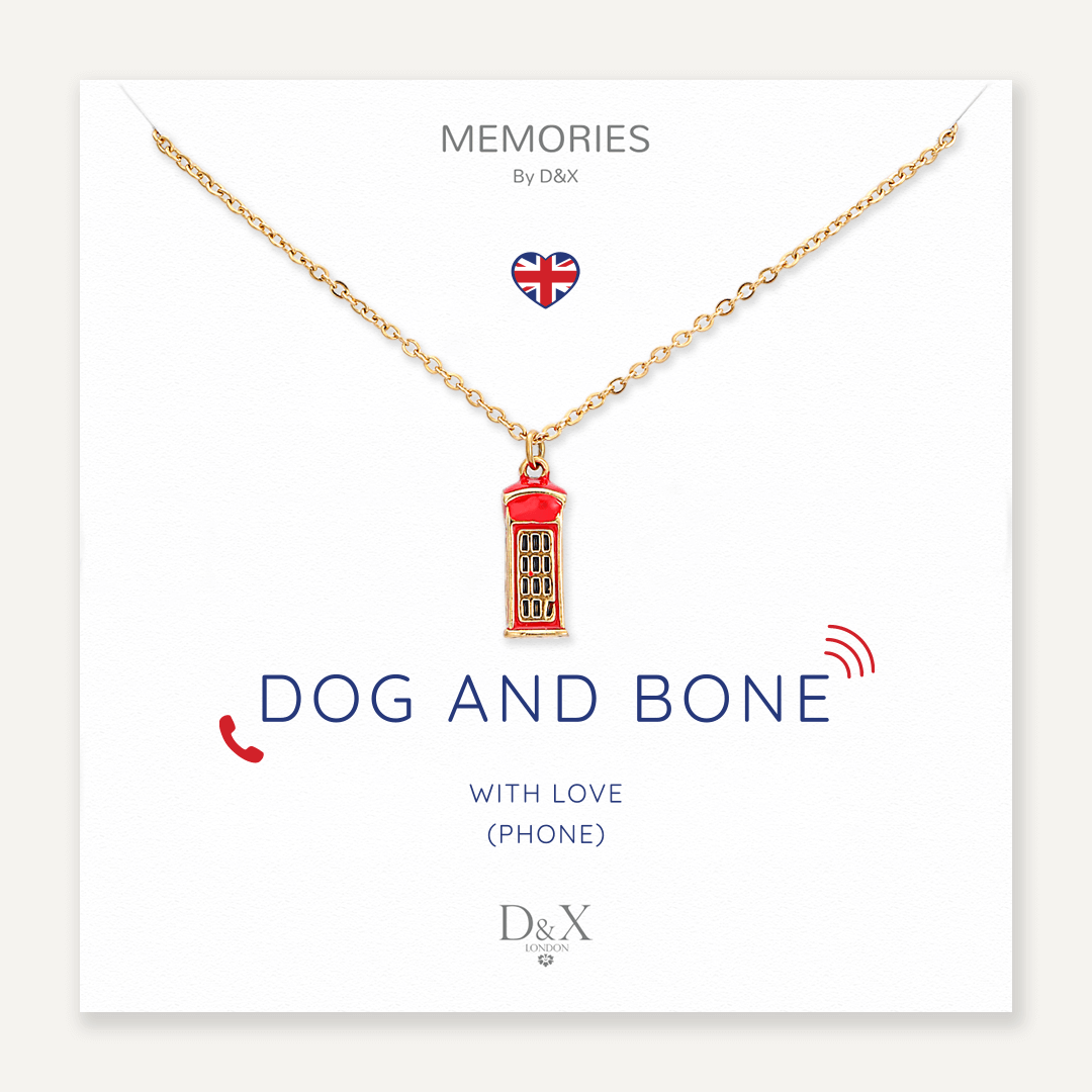 Memories: "DOG AND BONE" | Phone Booth Necklace | 18K Gold-Plated | Multi-Colour