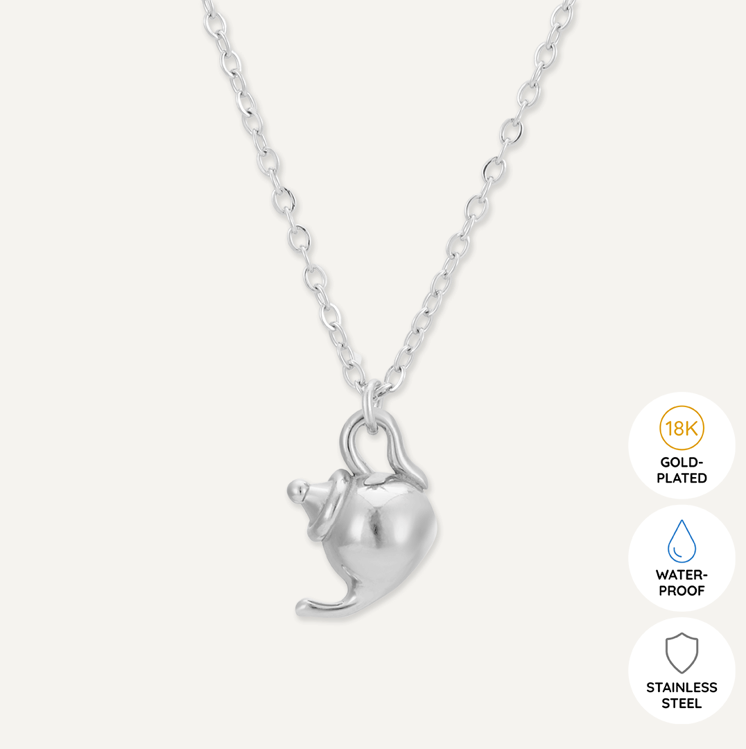 Memories: "FANCY A CUPPA" | Tea Cup Necklace | White Gold-Plated