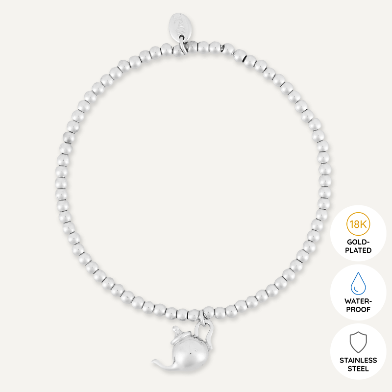 Memories: "FANCY A CUPPA" | Tea Cup Bracelet | White Gold-Plated