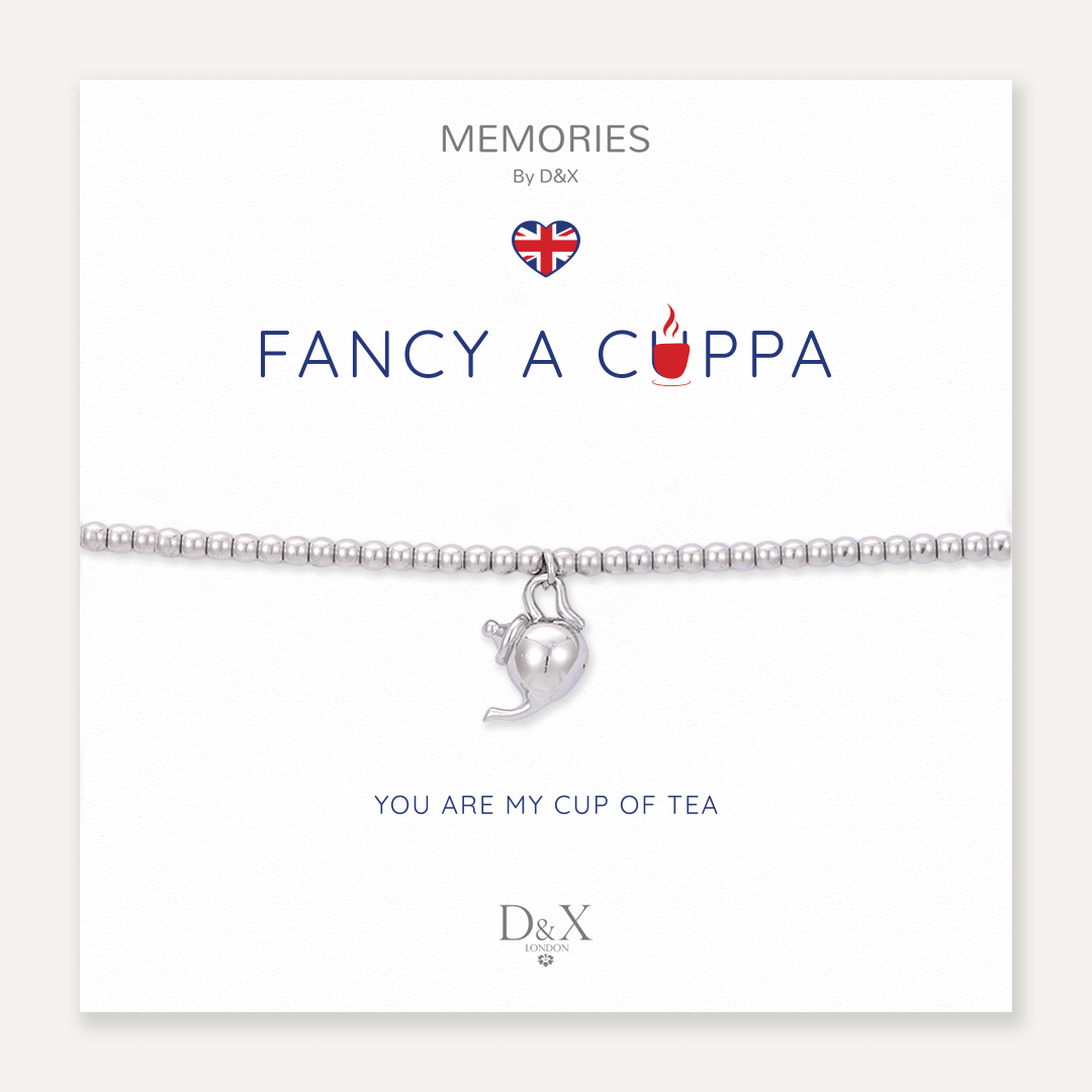 Memories: "FANCY A CUPPA" | Tea Cup Bracelet | White Gold-Plated