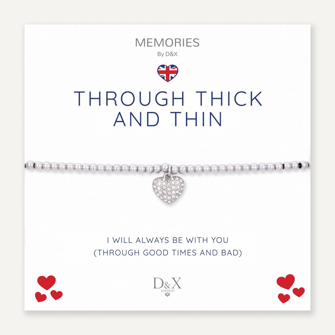 Memories: "THROUGH THICK AND THIN" | Heart Bracelet | White Gold-Plated