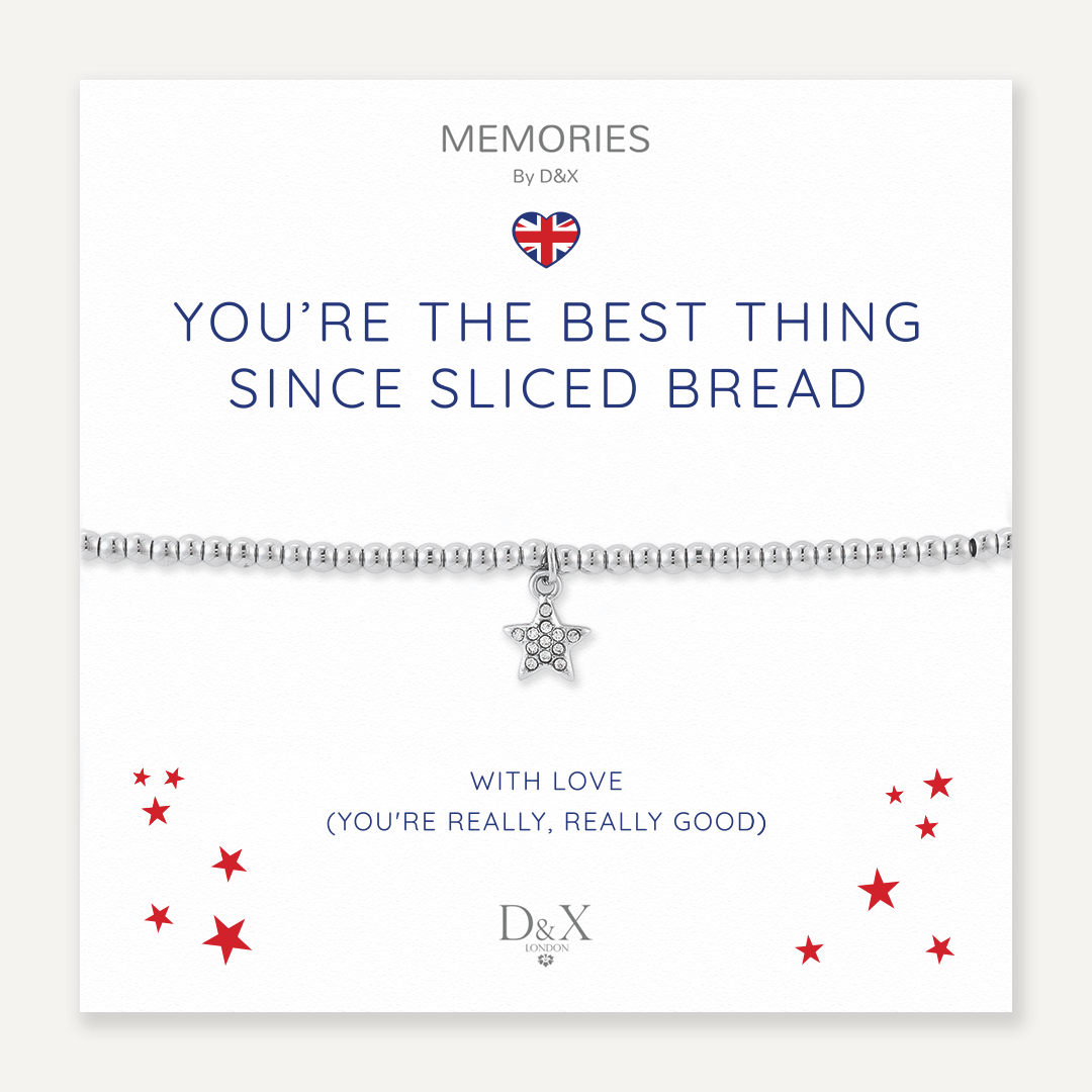 Memories: "YOU'RE THE BEST THING SINCE SLICED BREAD" | Star Bracelet | White Gold-Plated