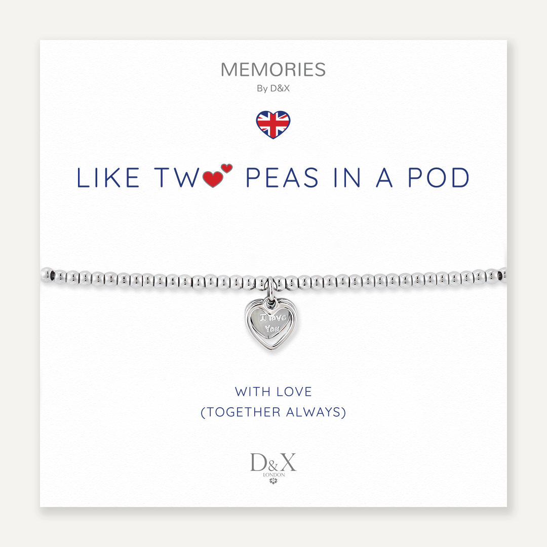 Memories: "LIKE TWO PEAS IN A POD" | Heart Bracelet | White Gold-Plated