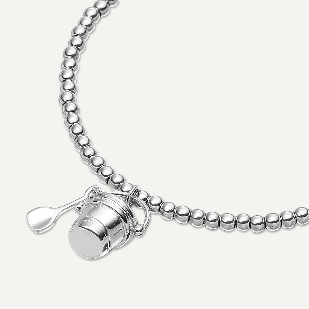 Memories: "SANDCASTLE PRINCESS" | Sand Bucket Bracelet | White Gold-Plated