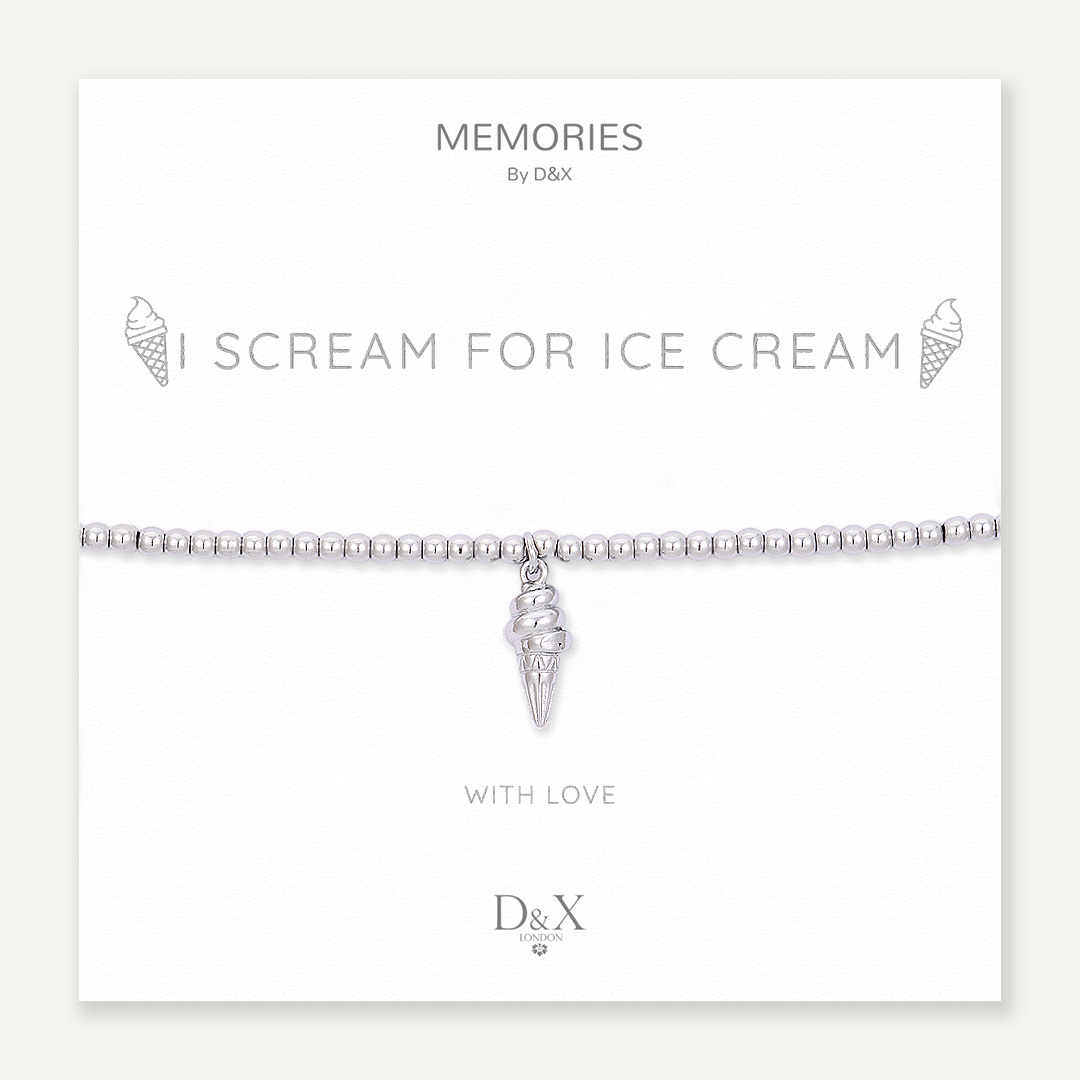 Memories: "I SCREAM FOR ICE CREAM" | Ice Cream Cone Bracelet | White Gold-Plated