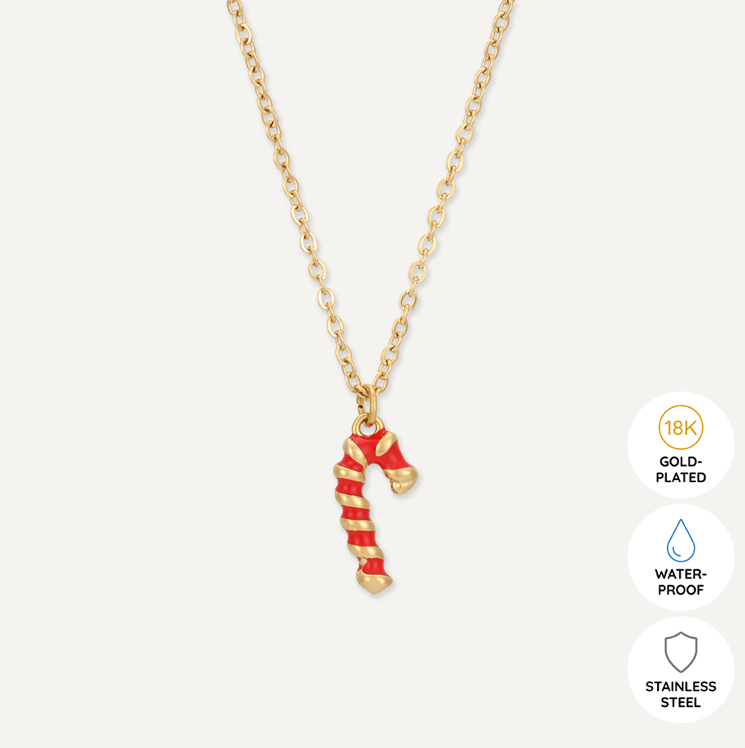 Memories: "YOU ARE MY ROCK" | Candy Cane Necklace | 18K Gold-Plated | Multi-Colour