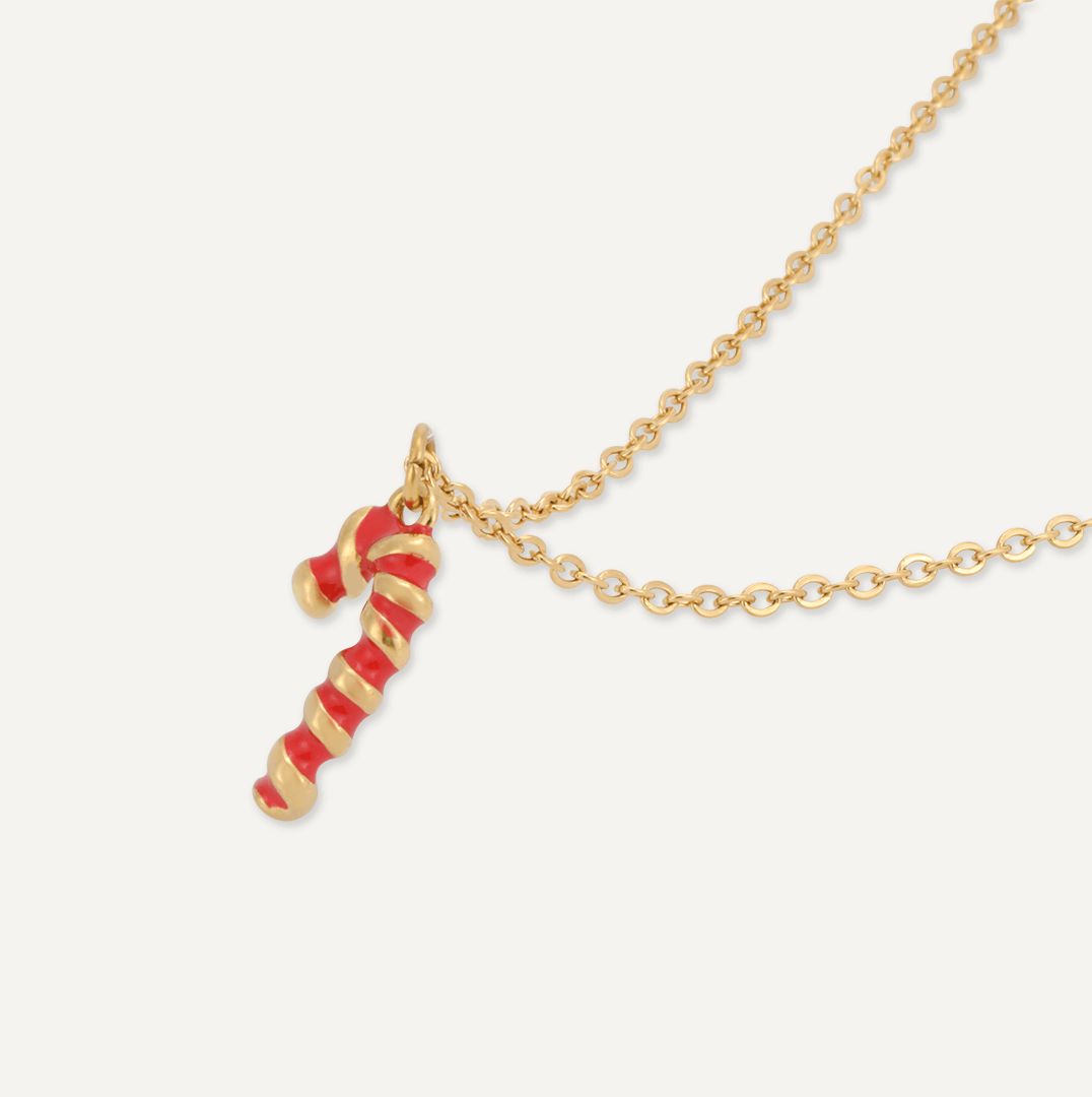 Memories: "YOU ARE MY ROCK" | Candy Cane Necklace | 18K Gold-Plated | Multi-Colour