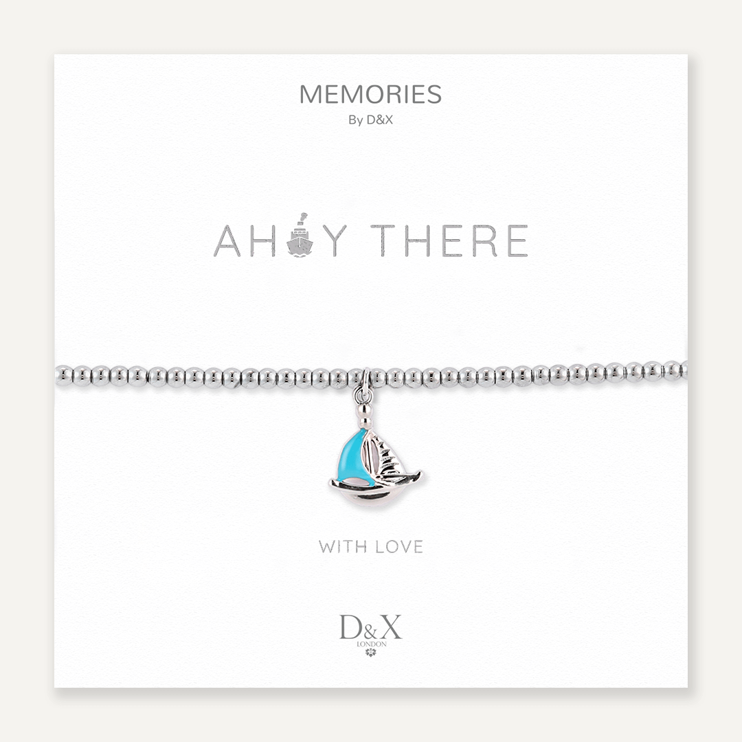 Memories: "AHOY THERE" | Sailboat Bracelet | White Gold-Plated | Multi-Colour