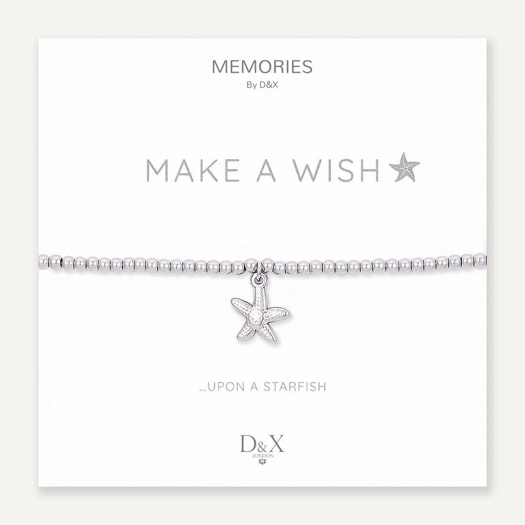 Memories: "MAKE A WISH…" | Star Fish Bracelet | White Gold-Plated