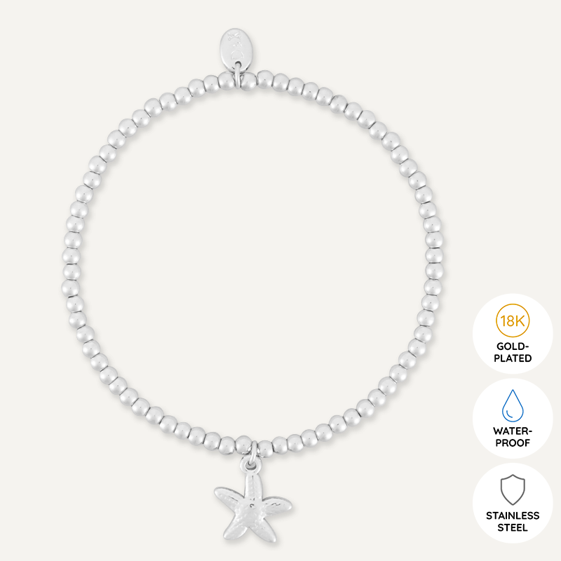 Memories: "MAKE A WISH…" | Star Fish Bracelet | White Gold-Plated