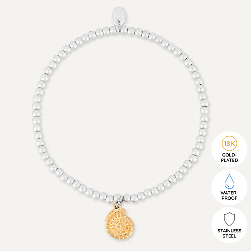 Memories: "CAN YOU DIG IT" | Sea Shell Bracelet | White Gold & 18K Gold-Plated