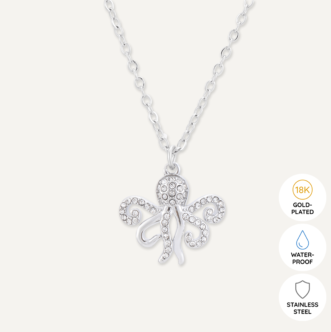 Memories: "YOU OCTOPI MY THOUGHTS" | Octopus Necklace | White Gold-Plated