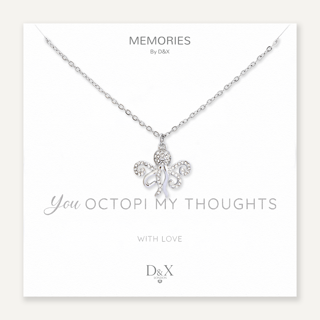 Memories: "YOU OCTOPI MY THOUGHTS" | Octopus Necklace | White Gold-Plated