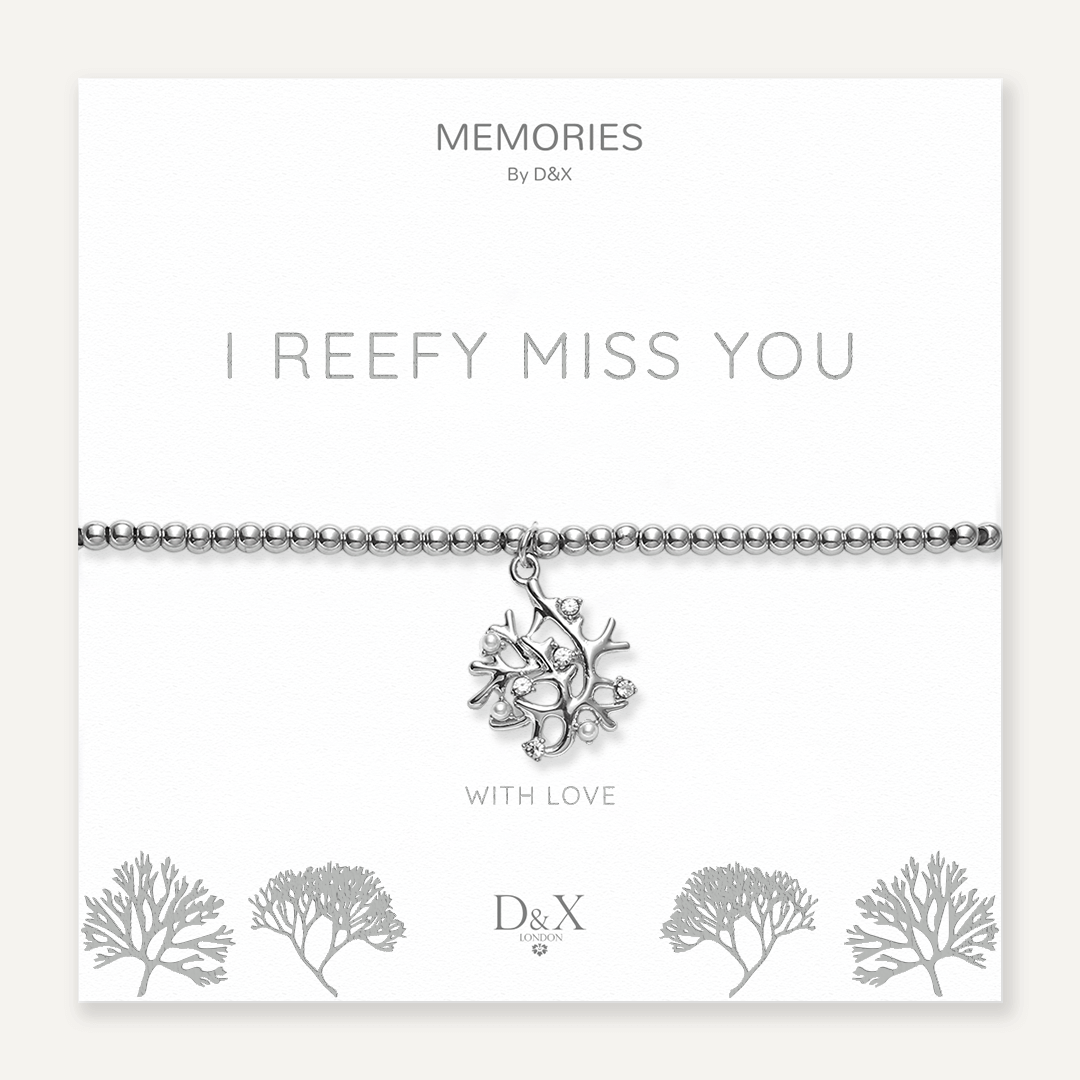 Memories: "I REEFY MISS YOU" | Coral Bracelet | White Gold-Plated