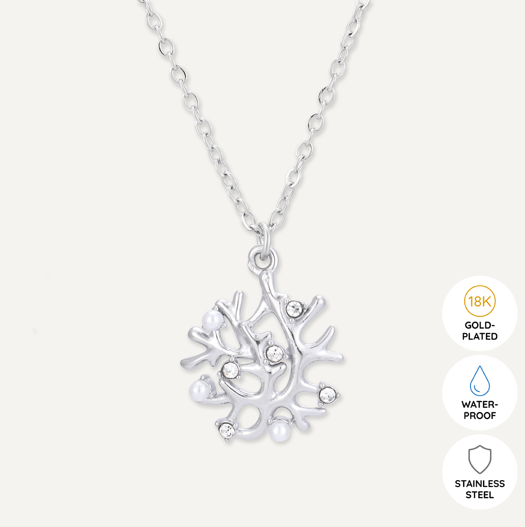 Memories: "I REEFY MISS YOU" | Coral Necklace | White Gold-Plated