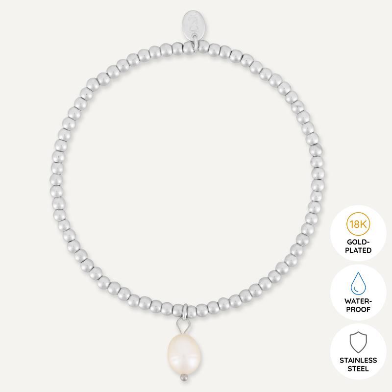 Memories: "AMAZING MOTHER OF THE BRIDE" | Pearl Bracelet | White Gold-Plated